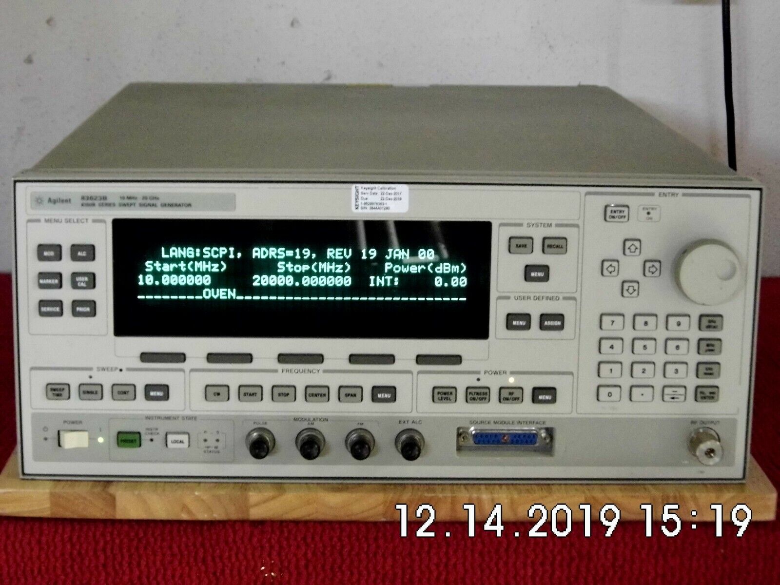 Agilent HP 83623B w/001/008 High Power Synthesized Sweeper- exp. Keysight Cal. Agilent HP 83623B w/001/008 High Power Synthesized Sweeper- exp. Keysight Cal.
